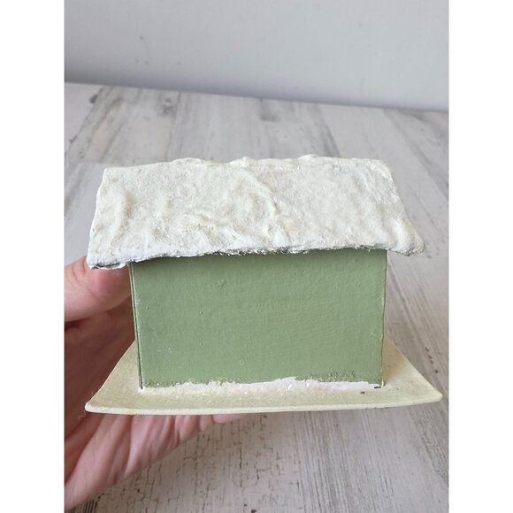 Seasons Cannon falls paper mache village house light up green sparkle decor - Picture 5 of 8